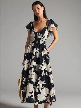 Anthropologie The Silverlake Flutter-Sleeve Dress